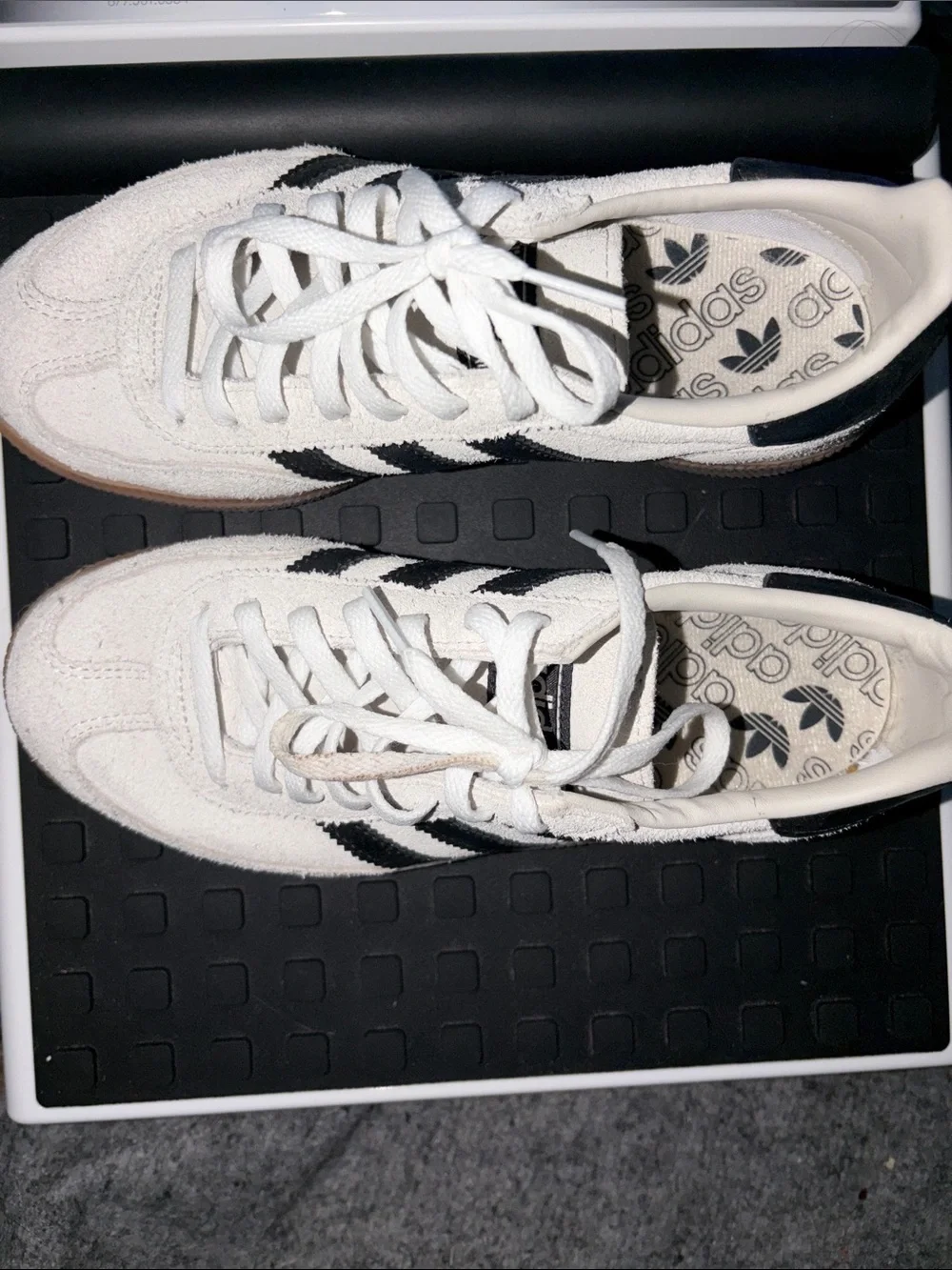 adidas Spezial women White Suede Sneakers with Black Stripes and Gum Sole